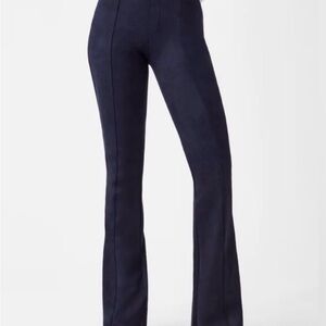 Spanx Classic Navy Faux Suede Flared  Pants Size Large fits Medium